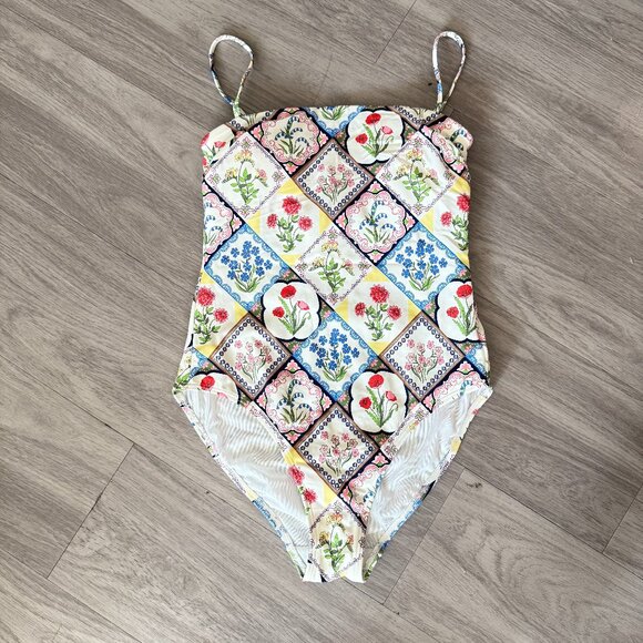 Boden Floral Tile Print One Piece Swimsuit Size 4 (UK 8) - Picture 1 of 5